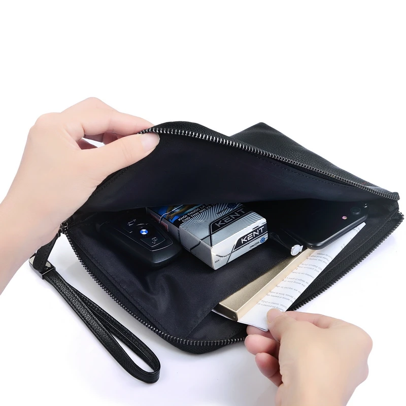 Genuine Leather Clutch Wallet Men Handbag Long Wallet Luxury Brand Male Money Bag Travel Passport Purse With Cell phone Pocket