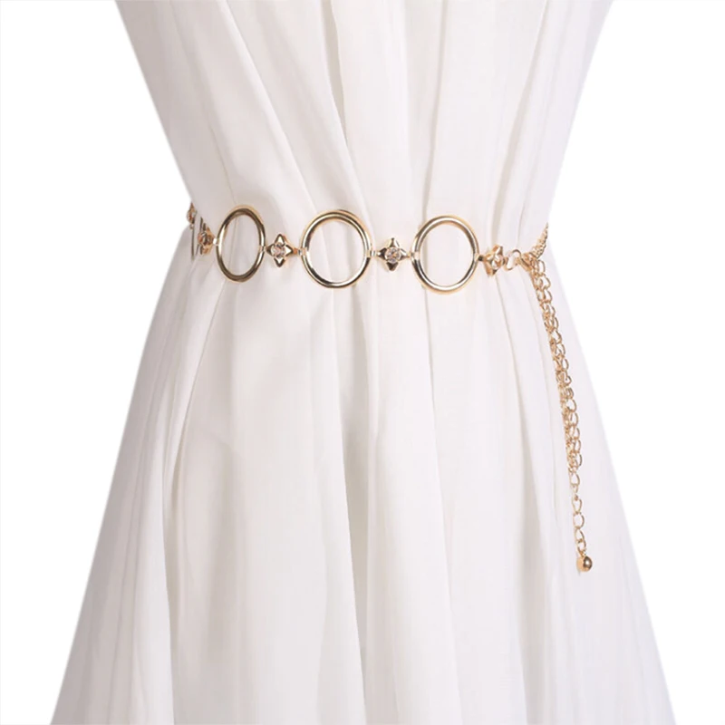 

Ladies Girls Metal Gold Waist Chain Belt Bridal Wedding Party 110cm
