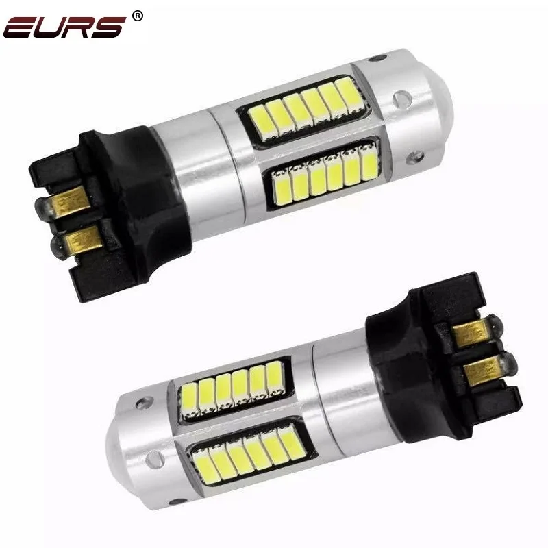 EURS 2 sztuk PW24W PWY24W kierunkowskaz Led 4014 30smd DRL światła dzienne CANBUS lampa przeciwmgielna LED samochodowa biały czerwony bursztyn niebieski