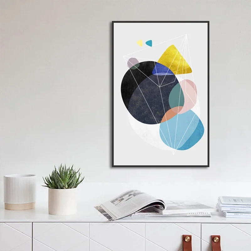Color Circle Smudge Landscape Canvas Print Painting Nordic Style Wall Art Modular Living Room Bedroom Without Block Diagram
