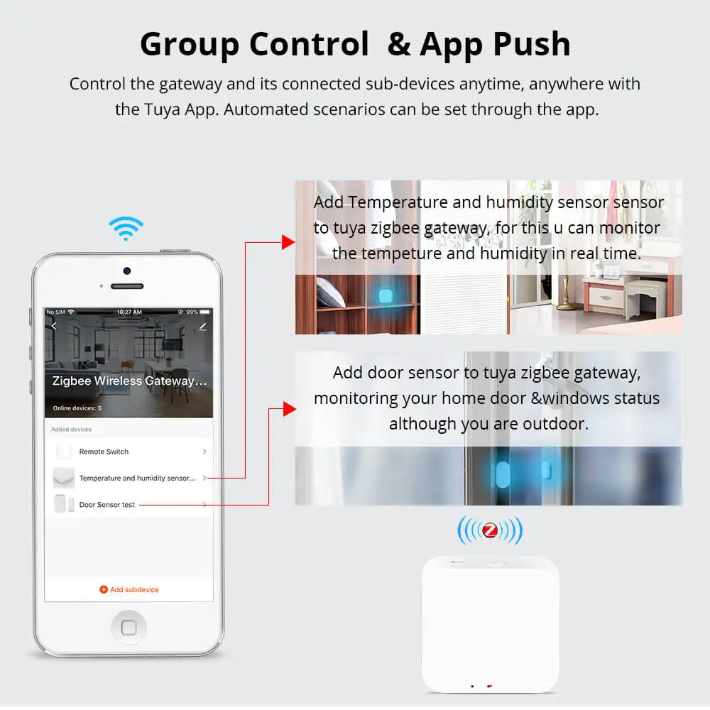Zemismart Tuya Zigbee 3.0 Wireless Hub Gaterway Smart Life Bridge telecomando sensore porta sensore di movimento temperatura