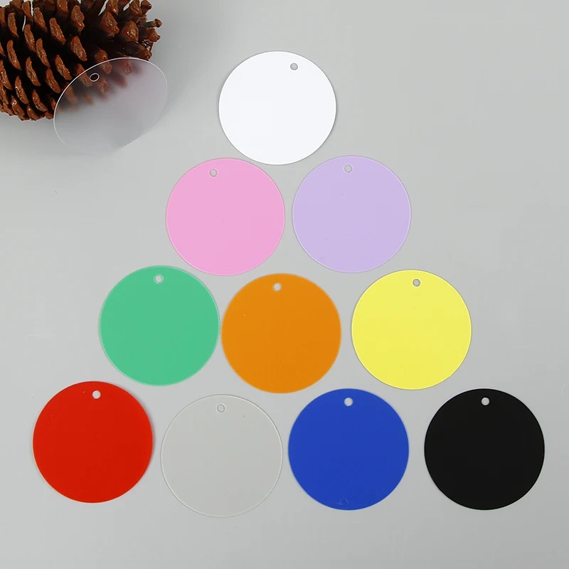 50pcs Round thickening PVC chromatic Hang tag Clothing Shoe bag label Gift Hang tag gift tag 5x5cm