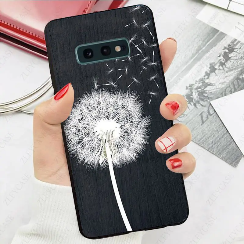 Dandelion On Black Wood Phone Case For Samsung Galaxy S24ULTRA S23ULTRA S21FE S24PLUS S22+ S20PLUS s20ULTRA S20FE Cellphones