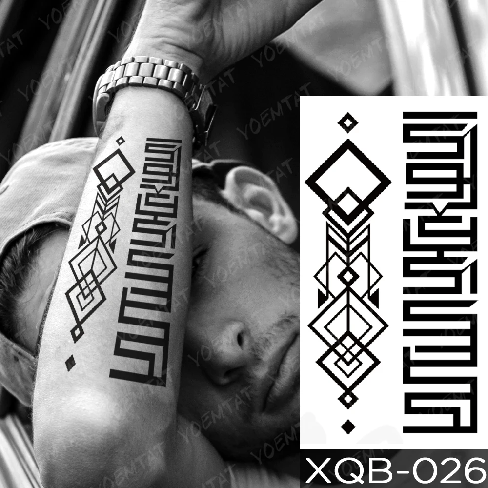 Waterproof Temporary Tattoo Sticker Black Square Totem Flash Tattoos Tiger Stereo Totem Body Art Arm Fake Tatoo Women Men