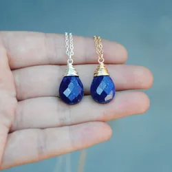 Waterdrop Lapis Lazuli Pendant Necklace