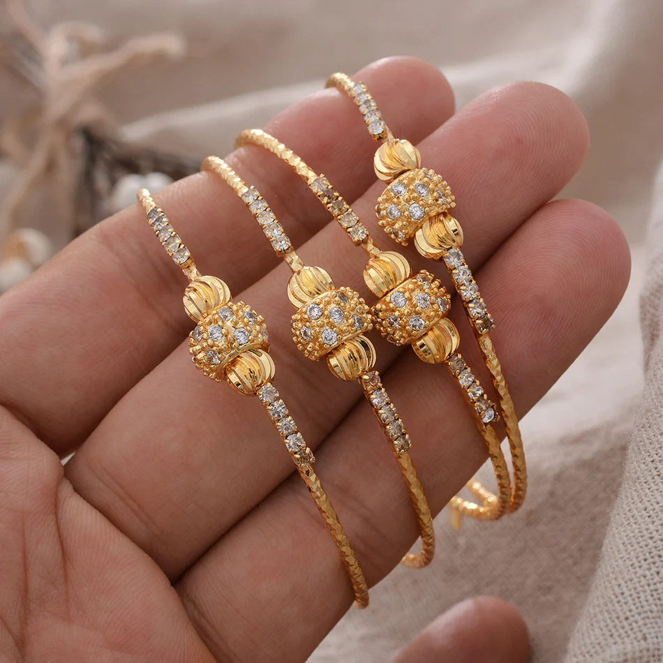 Dubai Bangle Small size Gold Color Cuff Bangles For Women Bride Wedding Leaf Bracelet African Arab Maple Leaf Jewelry