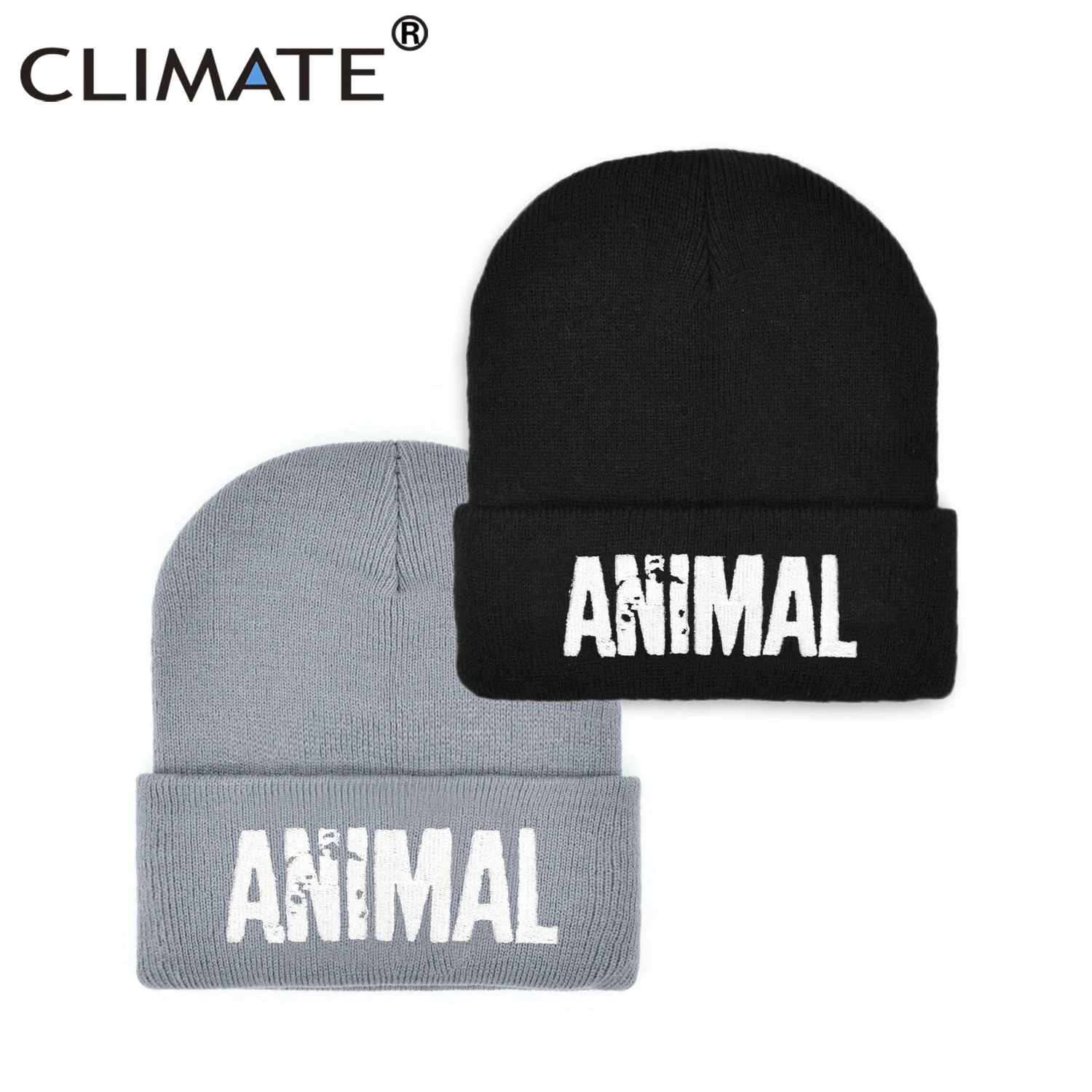 CLIMATE Men\'s Winter Hat Fitness Beanie GYM for Men Fitness Warm Beanie Cool Hat Winter for Man Mens Beanie Animal Logo Fit Hat