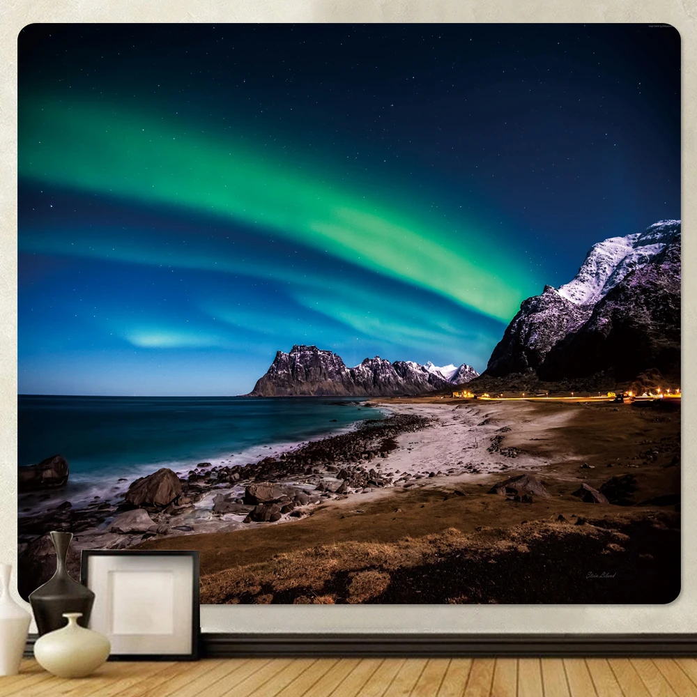 Night Northern Lights Psychedelic Scene Home Decoration Art Tapestry Tarot Bohemian Decoration Wall Mount Yoga Mattress