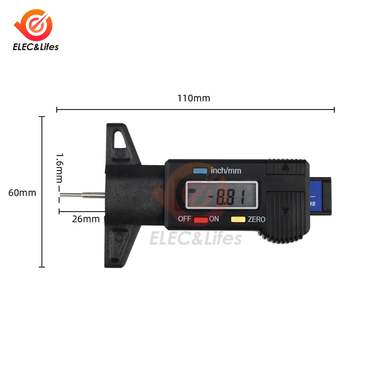 Digital Display Car Tyre Tire Tread Depth Gauge Meter Auto Tire Wear Detection Measuring Tool Caliper Thickness Gauges