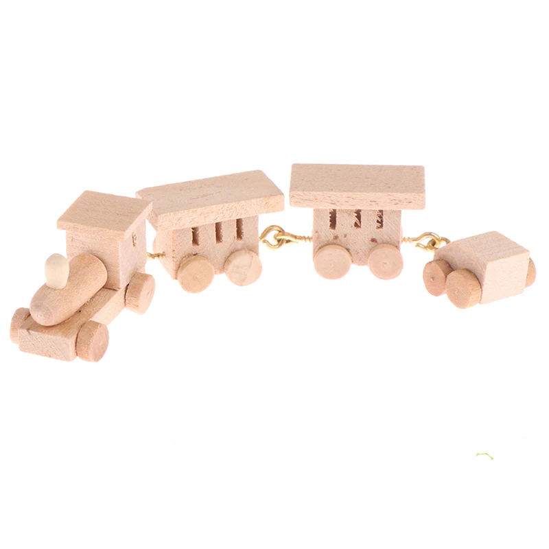 1Pc Mini Holz Zug Simulation Modell Spielzeug 1/12 Puppenhaus Miniatur Zubehör Für Puppe Haus Dekoration Pädagogisches Spielzeug