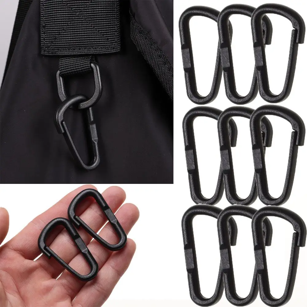 10/20pcs Black Plastic Nylon Carabiner Outdoor Spring Snap Clip Water Bottle Hooks Keychain Climbing Camping Hiking Quickdraws