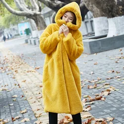 2020 New Plus Size Winter Fur Jacket Long Faux Fur Coat Women Plush Fur Warm Jacket Female Imitation Mink Thick Hooded Parka