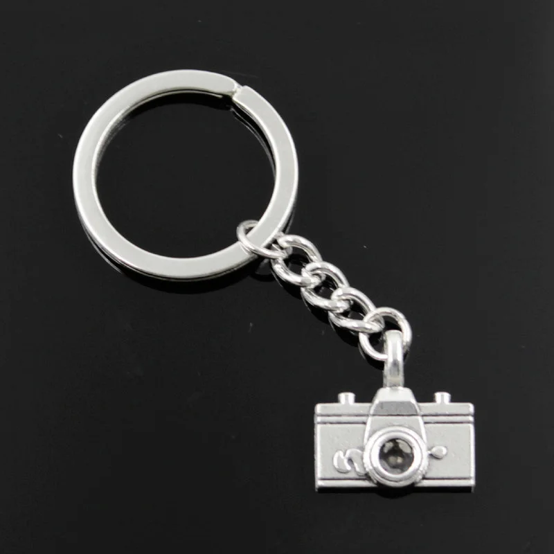 New Fashion Men 30mm Keychain DIY Metal Holder Chain Vintage Camera 22x21mm Silver Color Pendant Gift