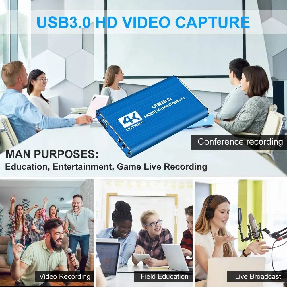 2024 Mini karta przechwytywania wideo USB 3.0 nagrywarka wideo HDMI PS4 gra kamera DVD przekaz na żywo nagrywania kamera HD