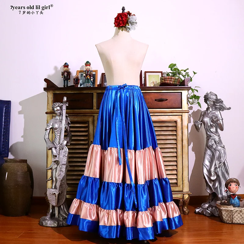 20Yard 4 Tiered 720 Degree Satin Skirt Belly Dance GYPSY Rock Tribal Flamenco 9EX16