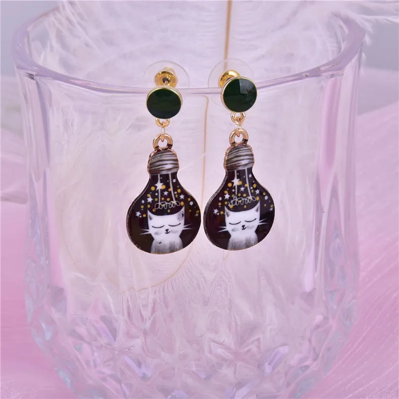 10pcs/pack Light Bulb Cat Cup  Enamel Charms Jewelry Earring Bracelets DIY Pendant Jewelry Making Golden color image 3