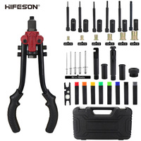 HIFESON 619 Three-in-one Multi-function Manual Ram Gun Rivet Nut Gun Rivet Gun Reaming Gun 90PCS M3-M10 Nuts 50PCS Rivets Set