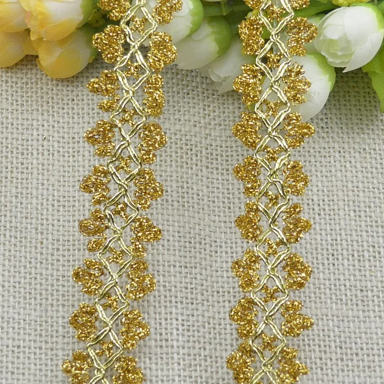 5Meters Cosplay Appliqued Ribbons Performance Accessories Wave Crochet Lace Gold Silver Braid Trims Gold Sewing Band 2.9cm