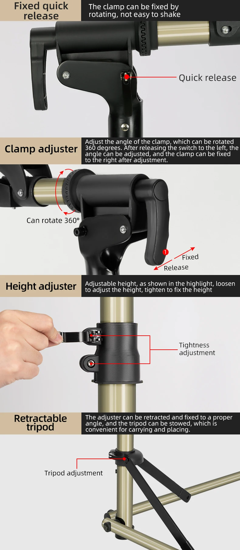 ROCKBROS Fahrrad Reparatur Ständer MTB Road Fahrrad Wartung Rack Mit Werkzeug Fach Einstellbare Faltbare Lagerung Display Bike Arbeit Stehen – Detail 18