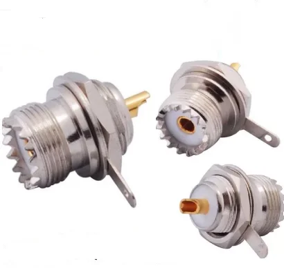 2 Cổng Kết Nối SO239 UHF Nữ Jack Vách Ngăn Hàn Ly Kẹp Bàn RF Đồng Trục