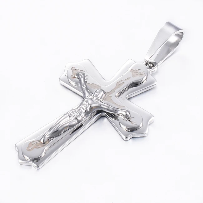 Religion Jesus Kruzifix Kreuz Edelstahl Heiliger St. Benedikt Anhänger Religiöser Schmuck Accessoires Weihnachtsgeschenk – Detail 3