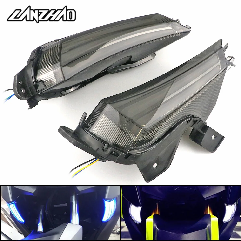 XMAX Motorcycle Turn Signal Lamp with Blue / White Daytime Running Light Front Indicator for Yamaha XMAX 300 2017 2018 2019