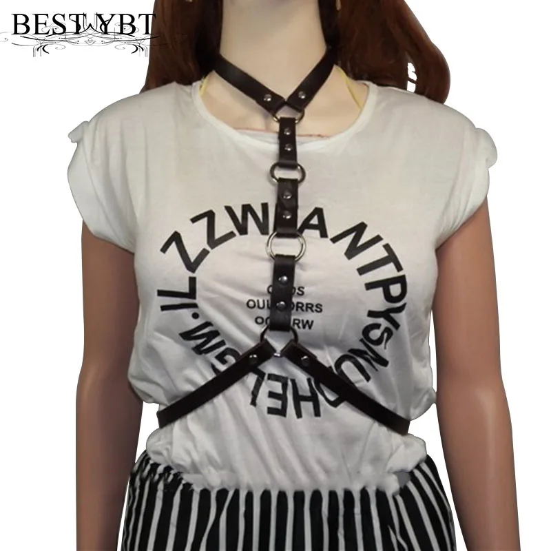 

Best YBT Women Imitation Leather Belt Harajuku Punk Belly Strap The Original Tide Female Harness Body Bondage Individuality Belt