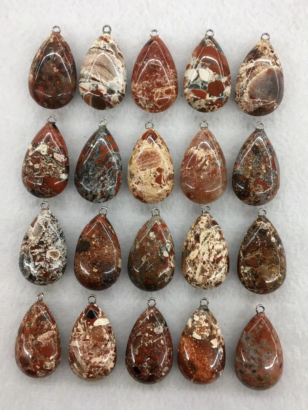 

Wholesale 10pcs/Pack Multi Poppy Jasper Bead Pendant,Pear Shape Gemstone Jewelry Necklace DIY 32mm