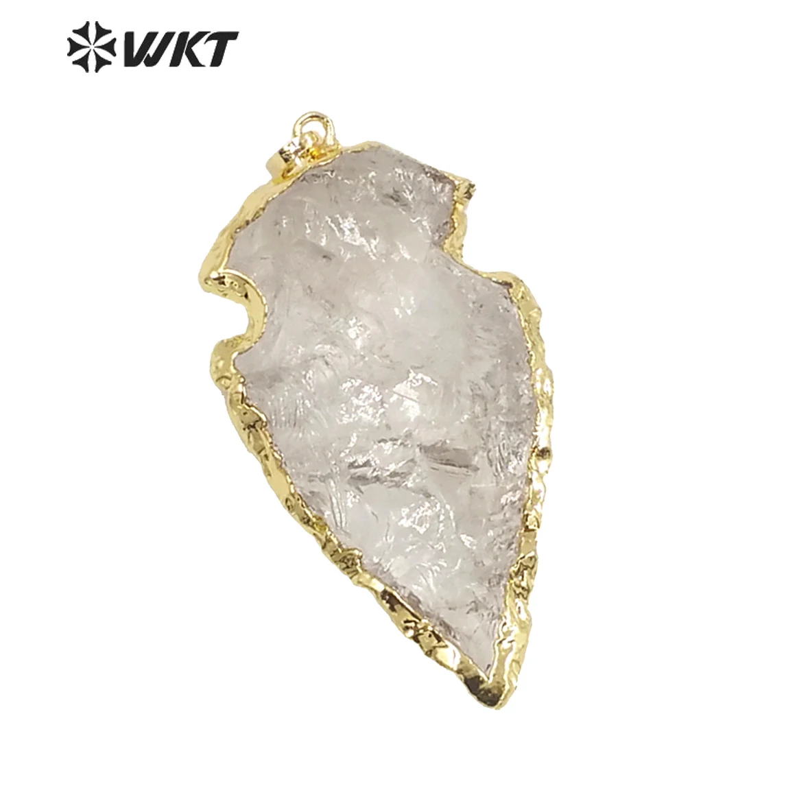 WT-P309 Natural crystal arrowhead arrow head Pendant charm, gold edged crystal Pendant