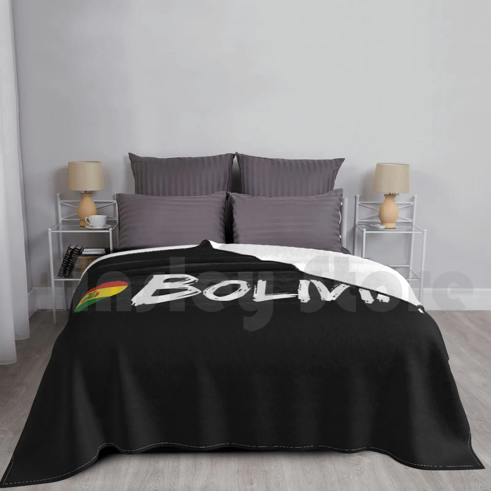 Love Bolivia Country Flag Heart Patriot Gift Black Background Blanket Fashion Custom Bolivia Love Heart