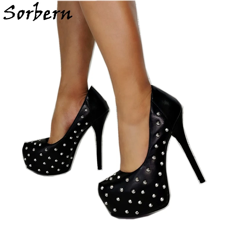 

Sorbern Studs Covered Women Pump Shoes Platform High Heel Rivets Punk Style Party Shoe Evening Shoes Stilletto Heels