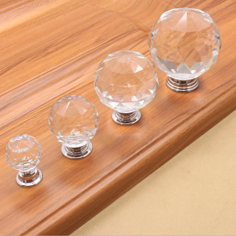 LCH Round Cut Crystal Ball Knobs 30MM 40MM 50MM Crystal Knob Cabinet Handle Dresser Cupboard Door Pulls