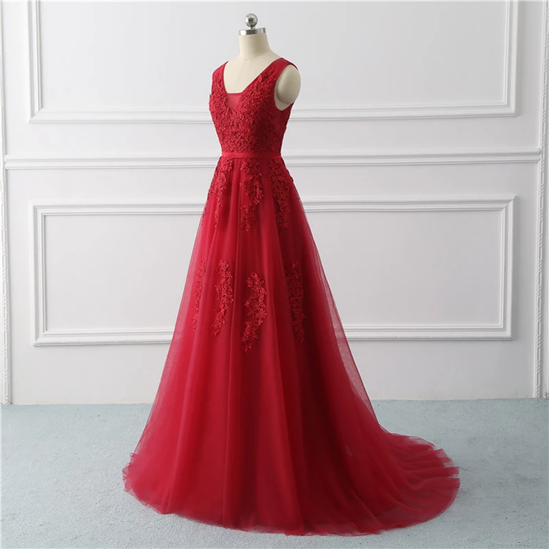 Beauty-Emily Lama Elegan Gaun Malam Backless Garis Formal Pesta Busana Renda Prom Gaun Vestido De Festa plus Ukuran 2020