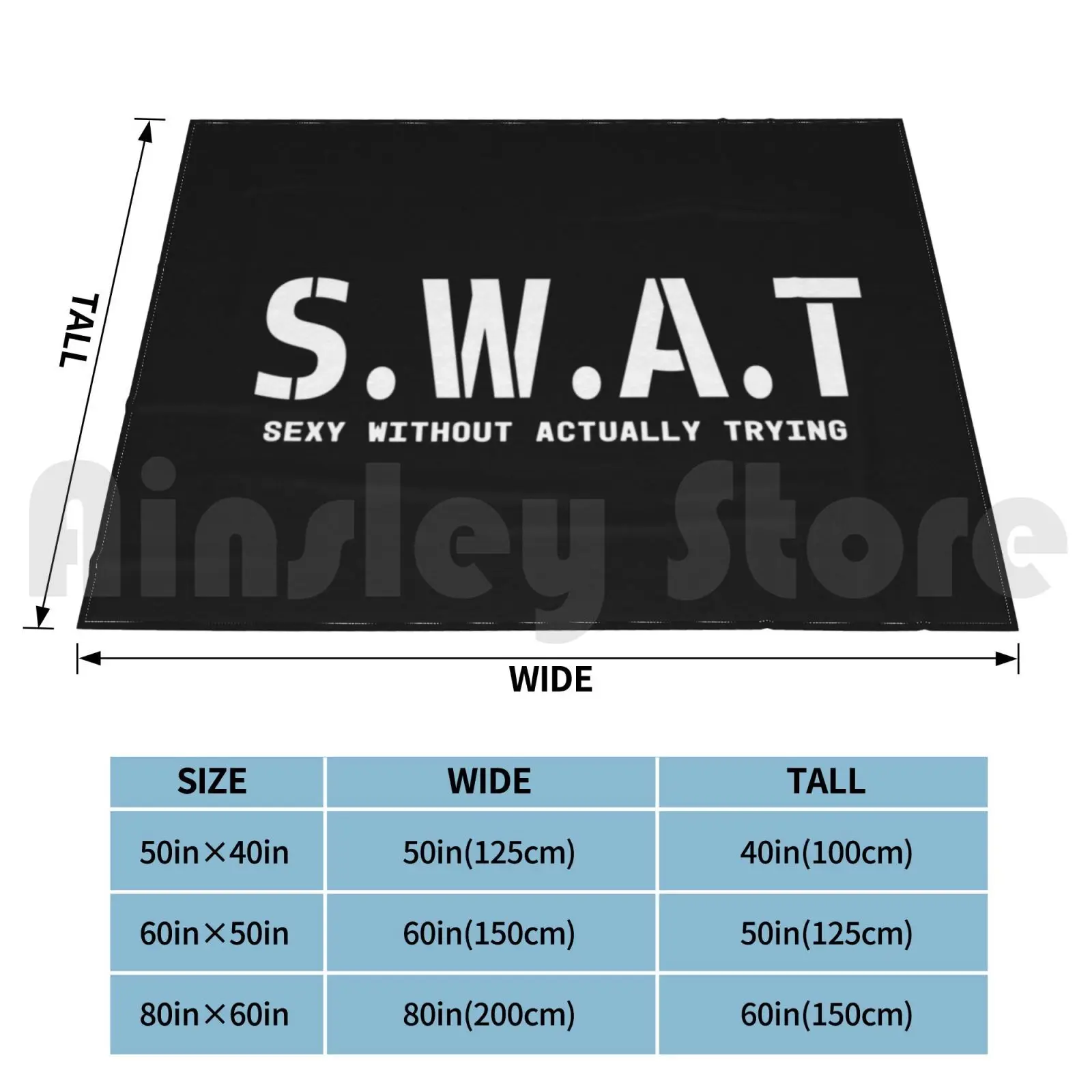 Sexy Swat Blanket For Sofa Bed Travel Funny Fbi Swat S W A T Laughs Sexy Costume Without Trying Police - view 2