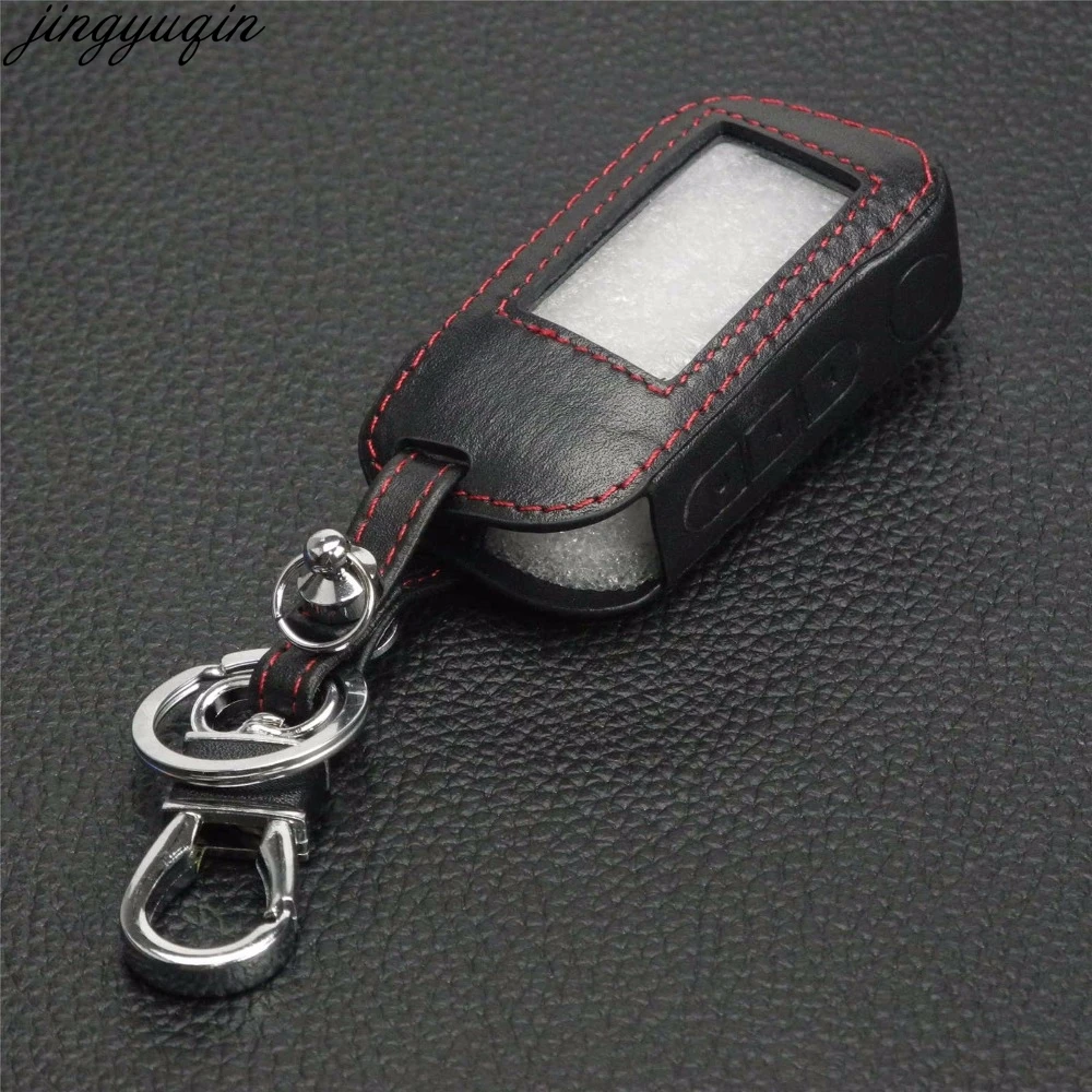 

Jingyuqin 5ps/lot 3 BTNS Remote Leather Key Cover Case A93 Keychain Silicone Case For Starline A93 A63 Two Way Car Alarm