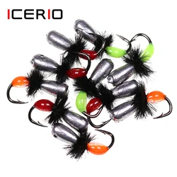 ICERIO 6PCS Ice Fishing Lead Jig Head Hooks Winter Fishing Ice Jig Lure Fake Artificial Bait