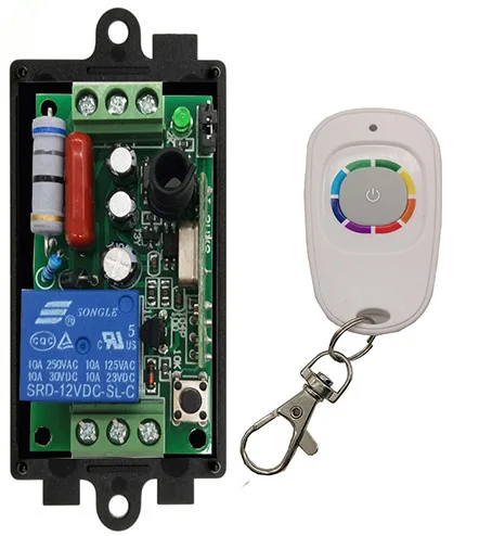 Ac 220v 1ch 1 ch interruptor de luz de controle remoto sem fio rf 10a módulo receptor de rádio de saída de relé + persianas transmissoras de um botão