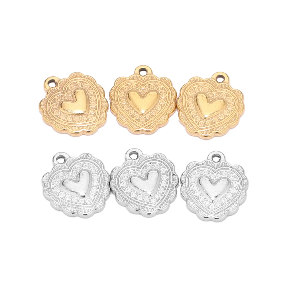 5 Stück Edelstahl-Blumenherz-Anhänger DIY Damen-Schmuckanhänger Halsketten-Zubehör Choker-Zubehör – Detail 5