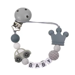 Personalisierte Name Baby Schnuller Clips Autos Schnuller Kette Halter für Baby Zahnen Schnuller Kauen Spielzeug Dummy Clips