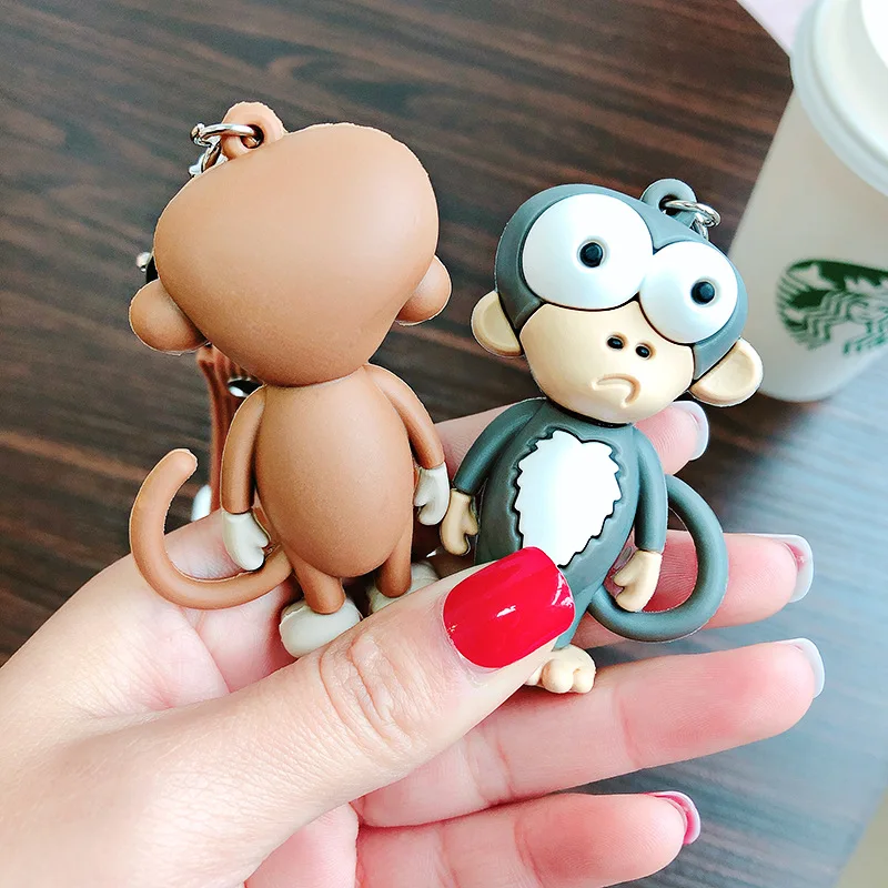 New Creative Personality Cartoon Epoxy Playful Monkey Keychain Cute Trend Keychain Bag Pendant Keychain