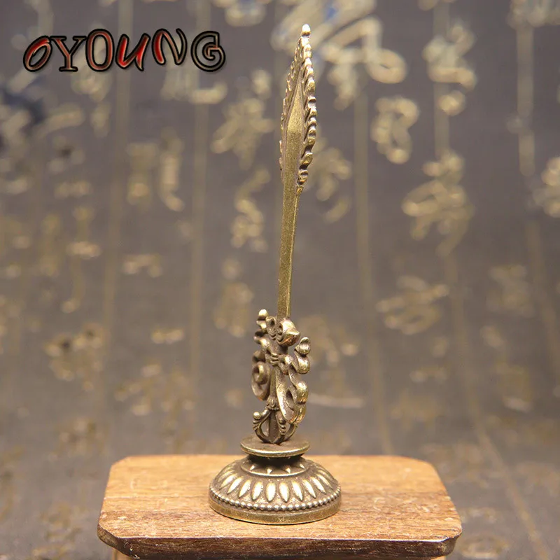 Pure Copper Manjusri Wisdom Sword Tibetan Nepal Buddhist Vajra Sacrificed Tailsmen Instrument Putting Decoration Figurines Craft