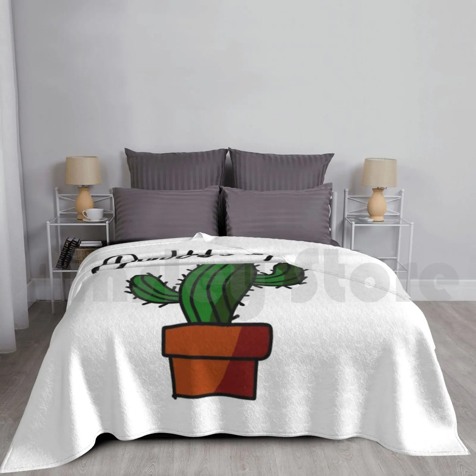 Don't Be A Prick Cactus Joke Blanket For Sofa Bed Travel Prick Cactus Green Brown Text Joke Funny Plants Plant