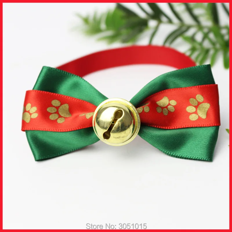 New Merry Christmas Pet bow tie  New Year Home Decals Decor dog bows pet christmas Grooming Accessories Puppy Cat Necklace