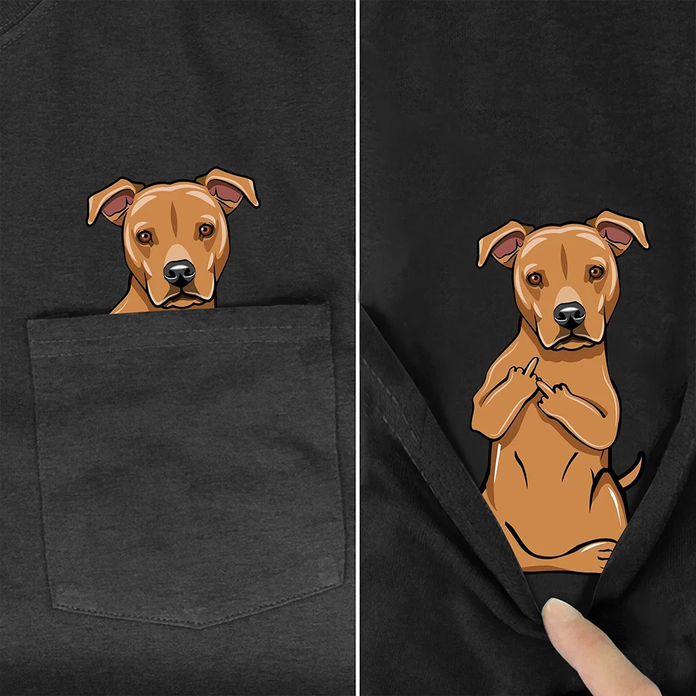 CLOOCL T-Shirt Fashion Brand Summer Pocket American Pit Bull Terrier Printed T-shirt Shirts Hip Hop Tops Cotton Tees