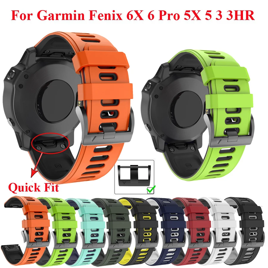 20/22/26mm Watchband For Garmin Fenix 6 6X Pro 5 5X Plus 3HR 935 Smart Watch Silicone Band Fenix 7X 7S Quick Easyfit Wrist Strap