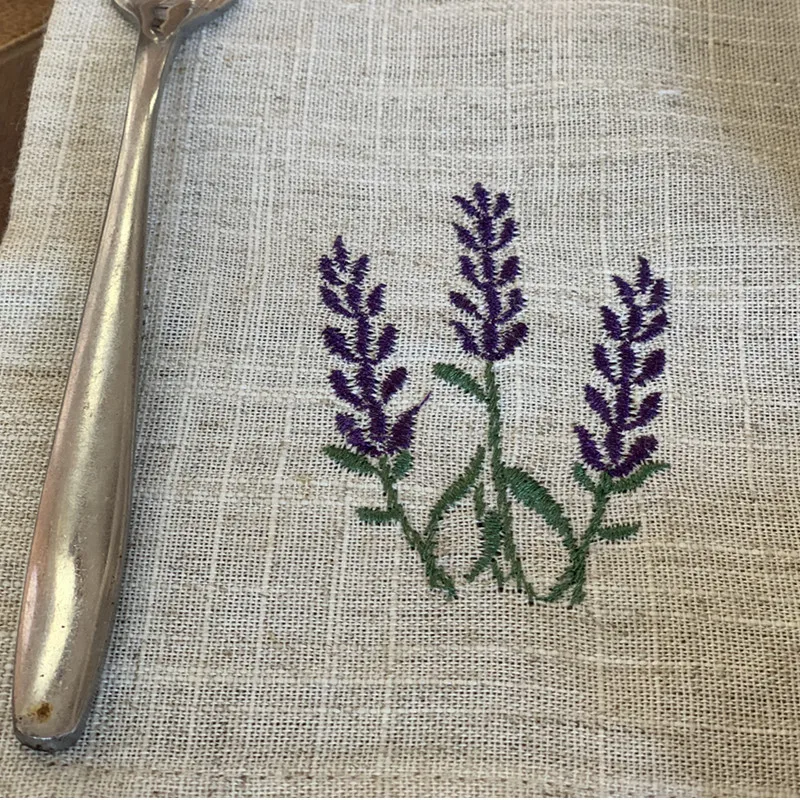 @[Camellia Casa] Hemstitch Poly+Linen Napkin/Placemat Provence, France,Lavender Natural Color Banquet/Hotel/Airbnb/Restraunt