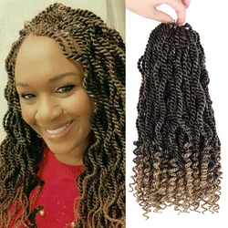 DinDong-trenzas de ganchillo Senegalse Twist para mujer, cabello sintético rizado, trenza preenrollada, 18 soportes, a granel