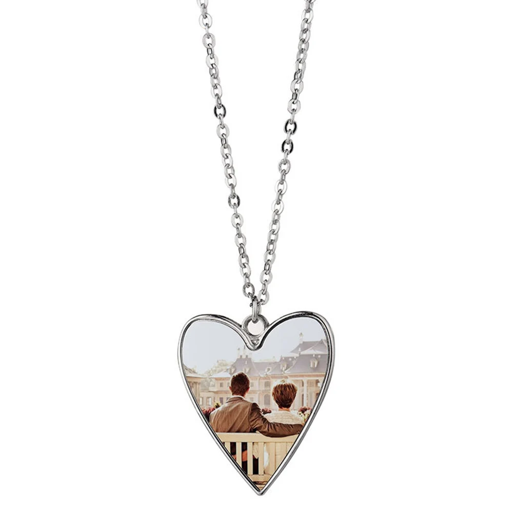 

20pcs/lot sublimation blank necklaces metal pendants heart O word flat chain couple pendant heat tranfer printing tag