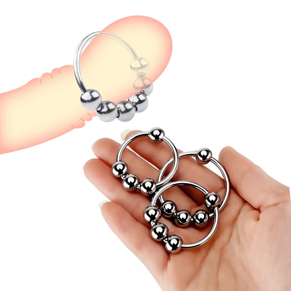 25/28/30/33/35/40mm 4 Beads Penis Ring Metal Stainless Steel Cock Rings Delay Ejaculation Penis Lock Glans ring Sex Toy For Men