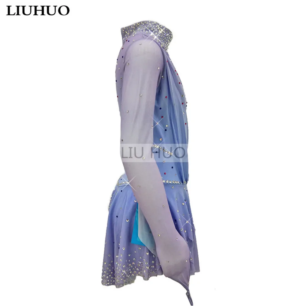 LIUHUO Women\'s Girls\' Costume Performance Long Sleeve Rhythmic Gymnastics Ballet Competition Leotard Figure Skating Dress Dance